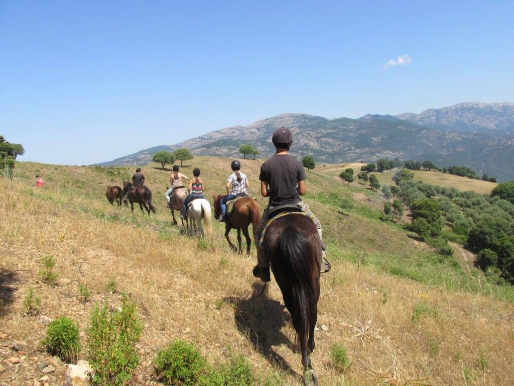 Balade à cheval de 3h à Sagone jusqu’au village de Coggia – vue panoramique sur le golfe